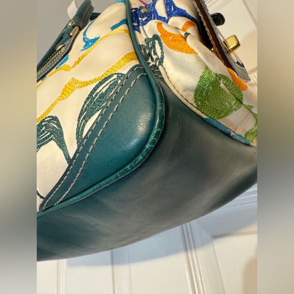 Coach Limited Edition Teal Multicolor Scribble Stitch Pocket Satchel 1847 - Picture 8 of 16